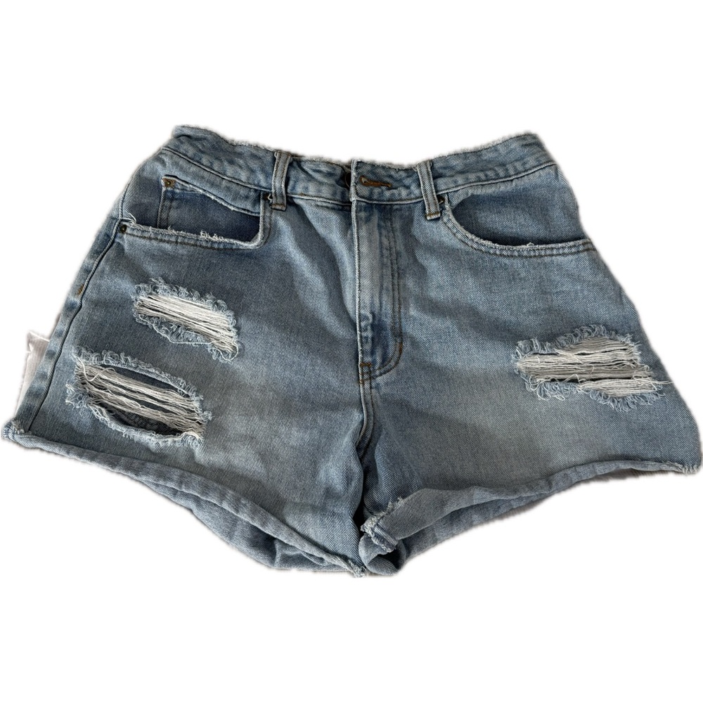 Billabong Denim Ripped Distressed Jean Shorts High Rise Medium Wash Size 30